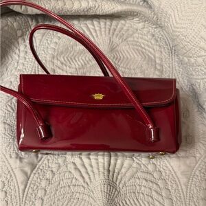 Elegant Red Patent Vegan Leather Handbag